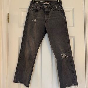 Levi's Wedgie Black Distressed Straight Leg Jeans